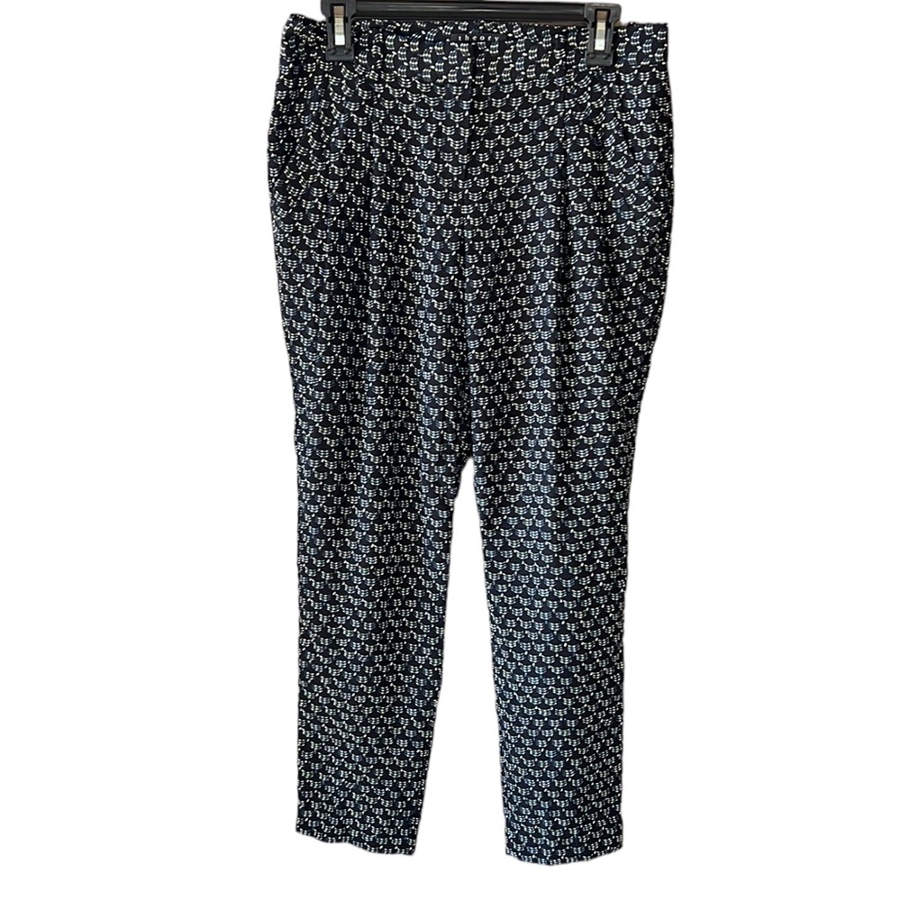 Theory Black & White Patterned Silk Trousers